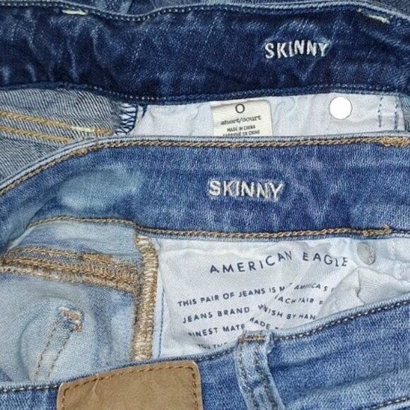 American Eagle Women's 0 Short Blue Jeans 25X26 Custom Bleached Lot Of Two - Picture 5 of 9